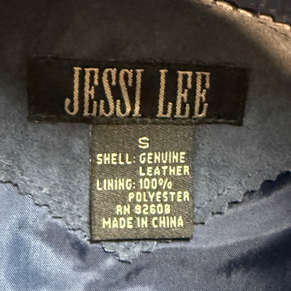 Jessi Lee Womens Small Navy Blue Genuine Leather Suede Button Up Shirt Jacket - Picture 6 of 8